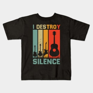 I Destroy Silence Funny Sarcastic Musician Quotes Retro Vintage Kids T-Shirt